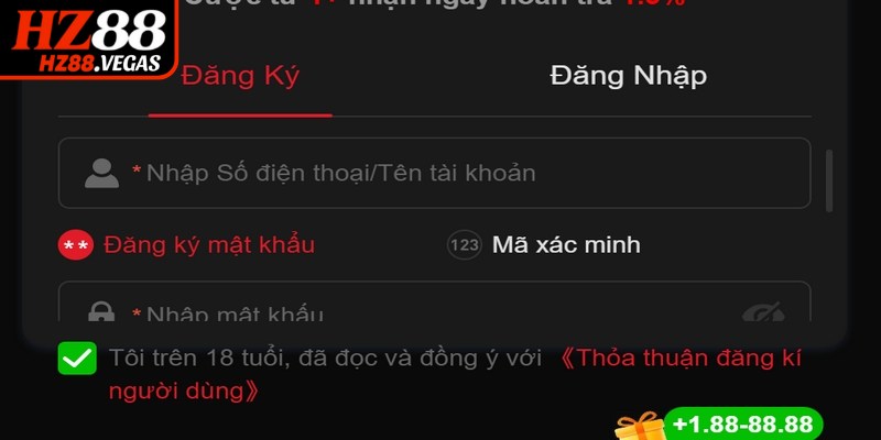 Hướng dẫn thực hiện đăng ký HZ88 đơn giản